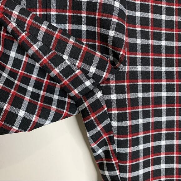 Akris Punto Francoise Slim Straight Pant (Sz 4) Glen Check Plaid Black Red - Picture 7 of 16